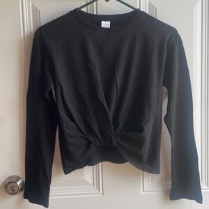 Nordstrom Black Long Sleeve Tie Front Tee